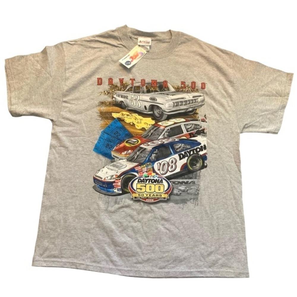 NWT Chase Authentics Daytona 500 50th Anniversary Double-Sided T-Shirt 2008 XL
